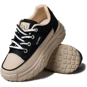 🆕 Chouiss Lace Up Thick Soled Women Black Breathable Running Stylish Sport Shoe