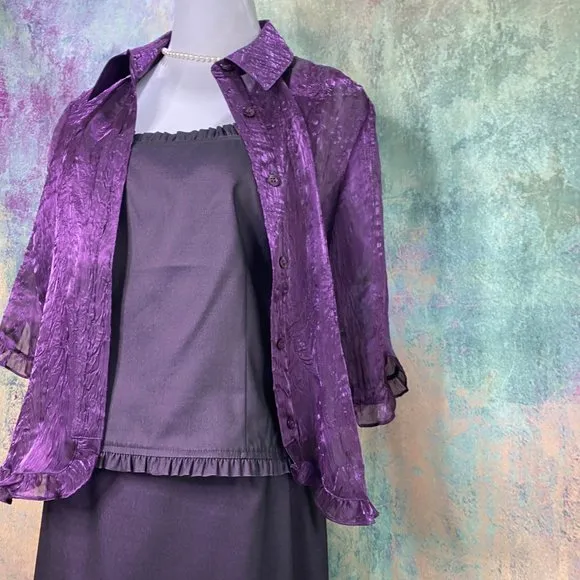 📌 Paradox Elegant Business 3 Piece Plum Skirt Set - Top - Skirt - Jacket