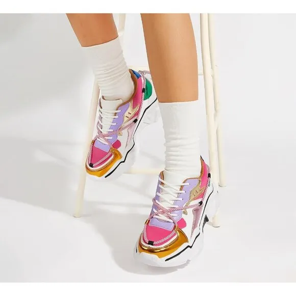 ✨ Women's Purpel Fashion Sneakers Retro Stylish Cute Chunky Dad Walking Shoes