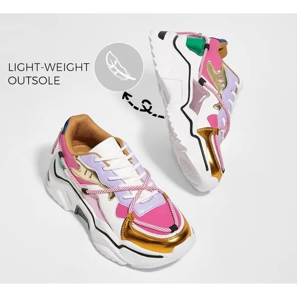 ✨ Women's Purpel Fashion Sneakers Retro Stylish Cute Chunky Dad Walking Shoes