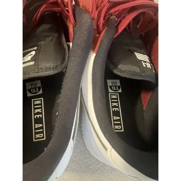 10.5 Nike Air Force 1 Maroon White Black  Lace Up AF1
