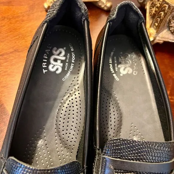 $169 SAS Tripad Penny J Slip On Loafers Flats Shoes Black Size 7.5N 7.5 Narrow