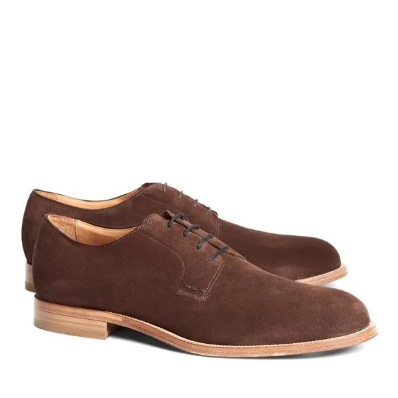 1818 Brooks Brothers Brown Italian Suede Men's Lace-Up Shoes