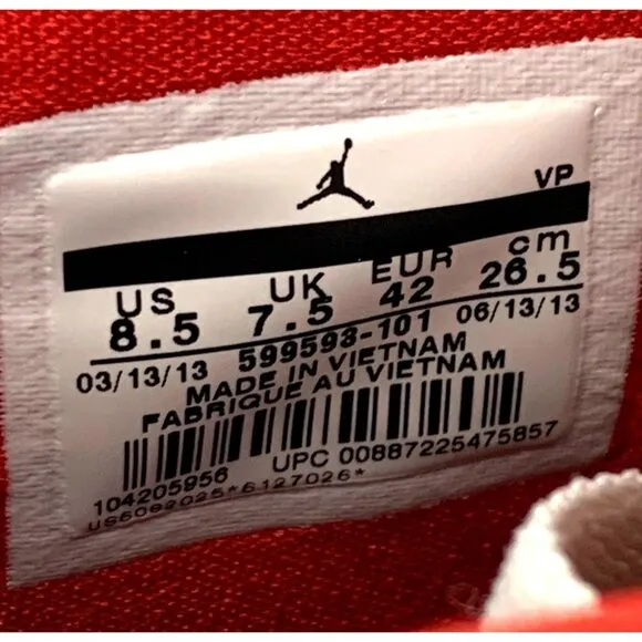2013 Air Jordan Flight Mid 8.5 Goat Basketball Shoes Mens White GUC 599593-101