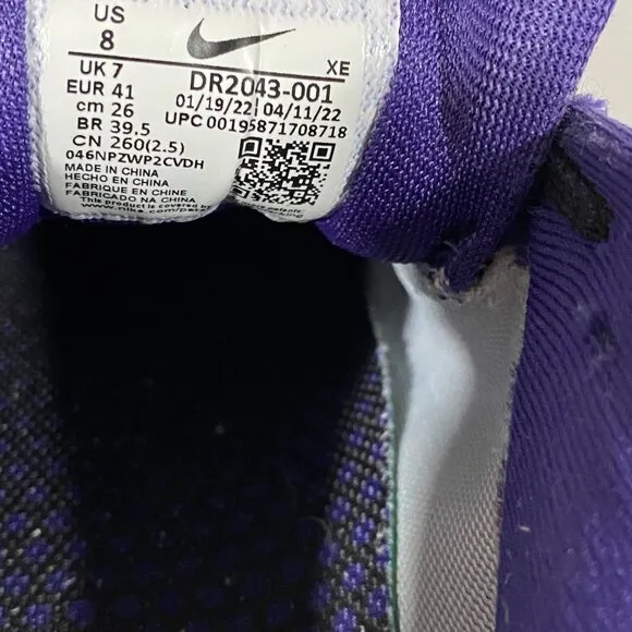 2022 Nike Zoom Pegasus 39 Ravens NFL Running sneakers Black/White/purple US men