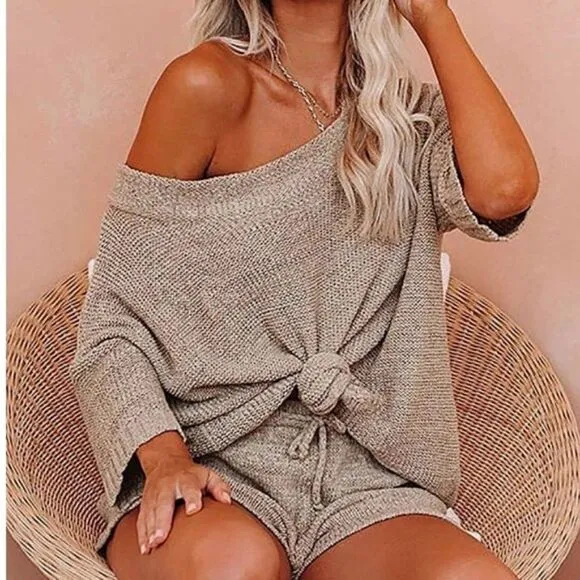 2 Piece Shorts &amp; Top Sweater Set