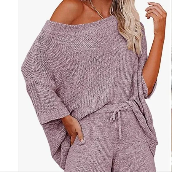 2 Piece Shorts &amp; Top Sweater Set