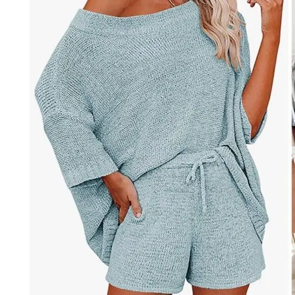 2 Piece Shorts &amp; Top Sweater Set