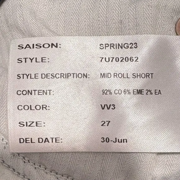 7 For All Mankind Mid Roll Shorts shore 27