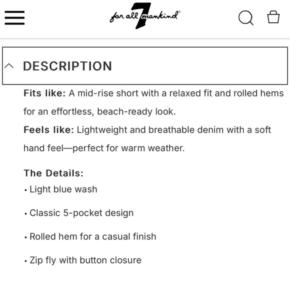 7 For All Mankind Mid Roll Shorts shore 27