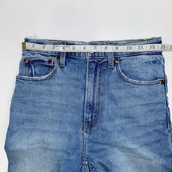 Abercrombie Ankle Straight Ultra High Rise Jeans Distressed Blue Denim Womens 26