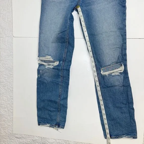 Abercrombie Ankle Straight Ultra High Rise Jeans Distressed Blue Denim Womens 26