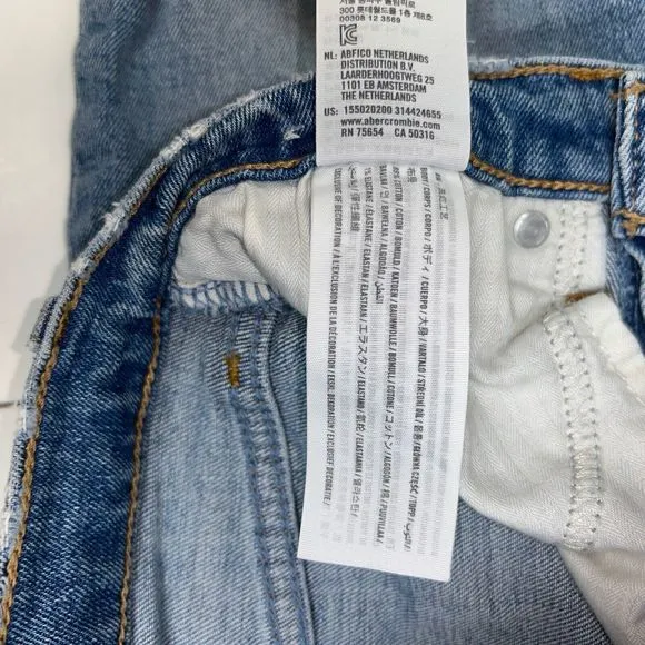 Abercrombie Ankle Straight Ultra High Rise Jeans Distressed Blue Denim Womens 26
