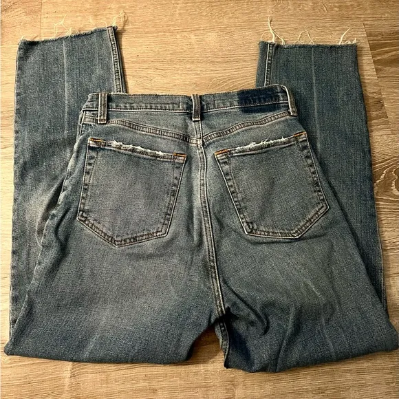 Abercrombie The Ankle Straight - Medium Wash - Raw Hem