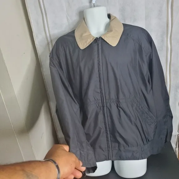 Aberdeen Collection Mens Size XL Blouson Jacket Black Coat Beige Collar …
