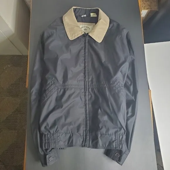 Aberdeen Collection Mens Size XL Blouson Jacket Black Coat Beige Collar …