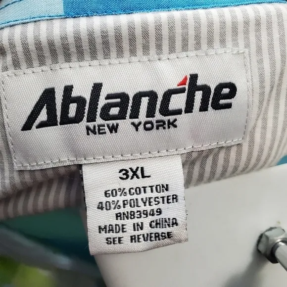 Ablanche New York Mens Shirt Size 3XL Button Front Blue Aqua