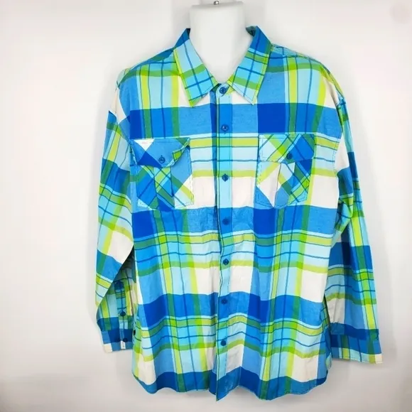Ablanche New York Mens Shirt Size 3XL Button Front Blue Aqua