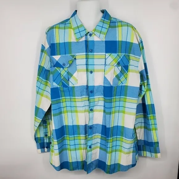 Ablanche New York Mens Shirt Size 3XL Button Front Blue Aqua