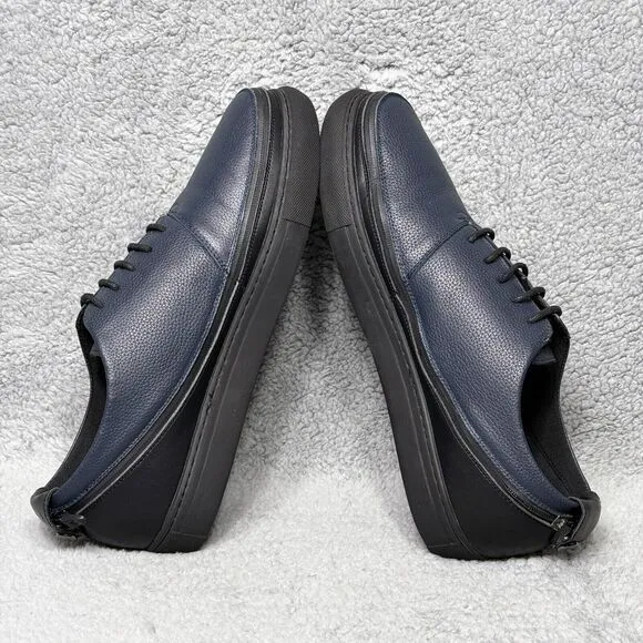 ACBC Zip Mens Size 12 Low Top Sneakers Shoes Blue Black Leather Lace Up