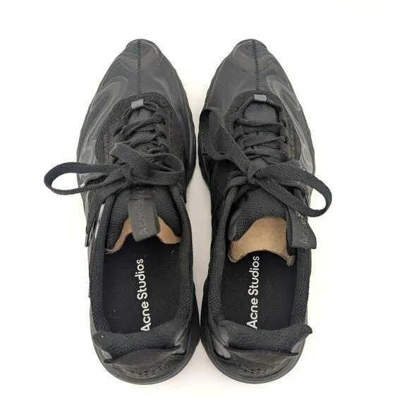 Acne Studios Ribbon Athletic Low-Top Sneaker Shoes Lace-Up Black Size US11 EU44