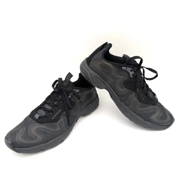 Acne Studios Ribbon Athletic Low-Top Sneaker Shoes Lace-Up Black Size US11 EU44