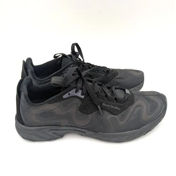 Acne Studios Ribbon Athletic Low-Top Sneaker Shoes Lace-Up Black Size US11 EU44
