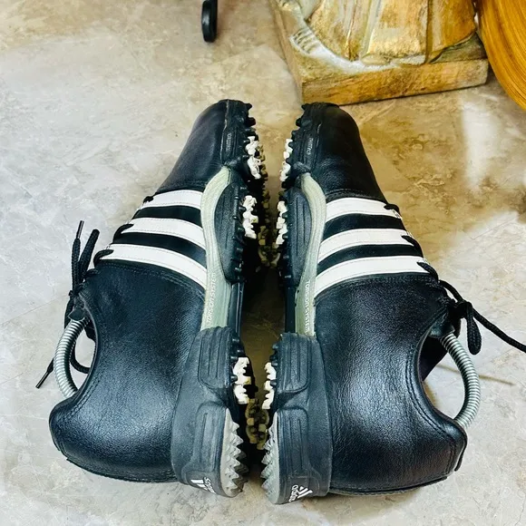 Adidas 791003 Men's Black Leather Lace Up Low Top Golf Sneakers Shoes Size 9.5US