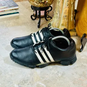 Adidas 791003 Men's Black Leather Lace Up Low Top Golf Sneakers Shoes Size 9.5US