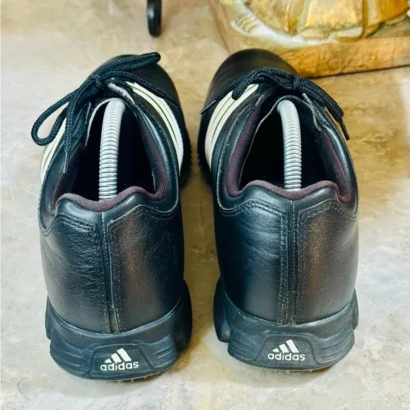 Adidas 791003 Men's Black Leather Lace Up Low Top Golf Sneakers Shoes Size 9.5US