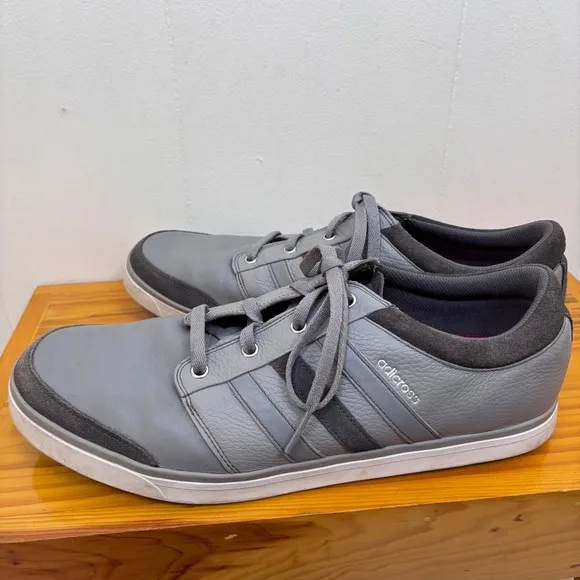Adidas Adicross Spikeless Golf Shoes Leather Low Top Gray Casual Size 1515