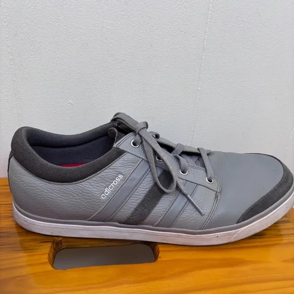 Adidas Adicross Spikeless Golf Shoes Leather Low Top Gray Casual Size 1515
