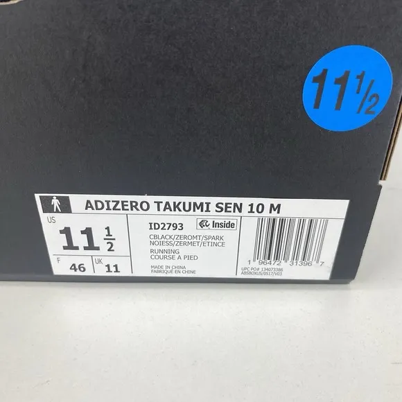 Adidas Adizero Takumi Sen 10 Low Mens Running Shoes Size 11.5 Black ID2793 NEW