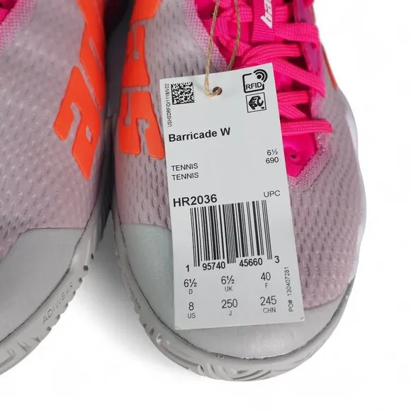 Adidas Barricade 'Grey Team Shock Pink' Tennis Pickleball Shoes HR2036 Women's 8