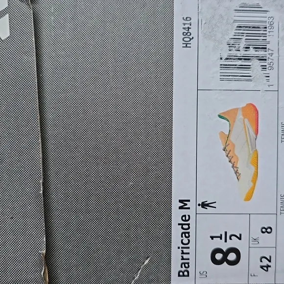 Adidas Barricade Tennis Shoes Mens 8 1/2 HQ8416 Low Top Lace Up Yellow Orange**