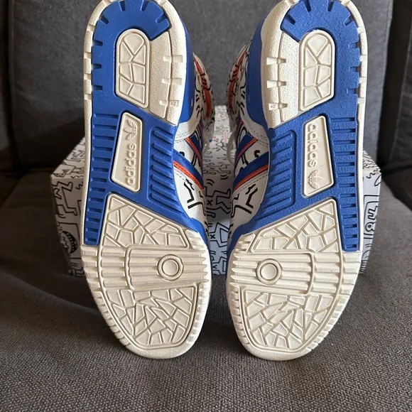 Adidas Blue and White High-Top Athletic Shoes