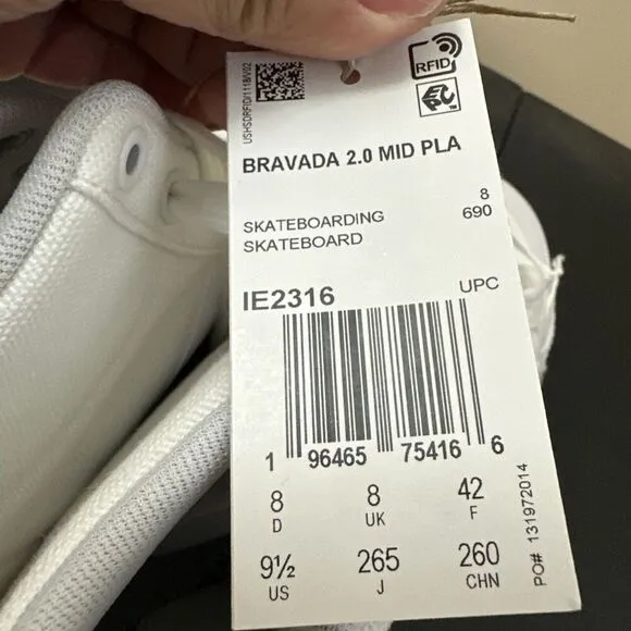 Adidas Bravada 2.0 MID High Top Platform White Skateboarding Shoes Size 9.5