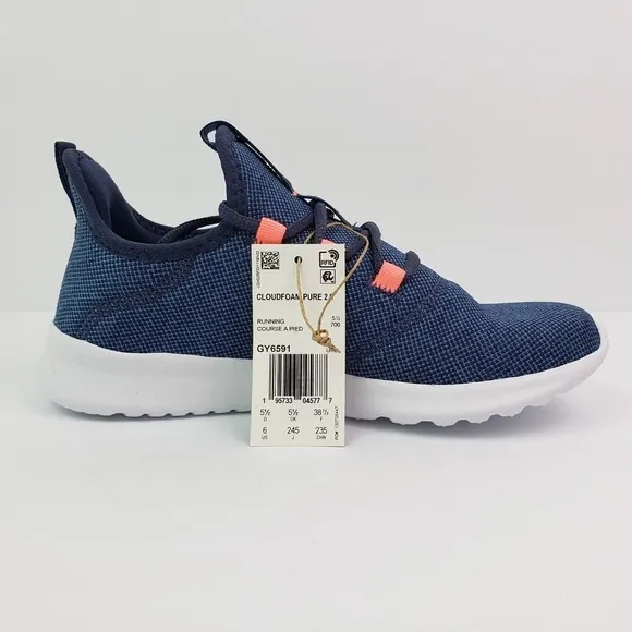 Adidas Cloudfoam Pure 2.0 K Boys Sz 6 Womens Sz 7 Blue Sneaker Shoes GY6591