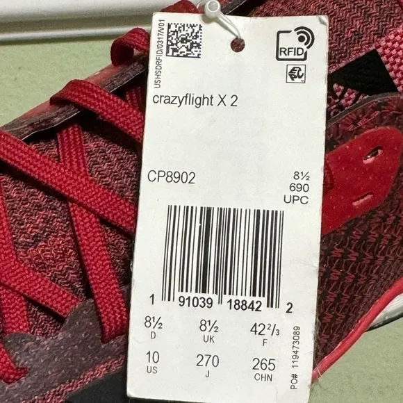 Adidas Crazyflight X 2.0 Boost Sneaker Size 10 Women