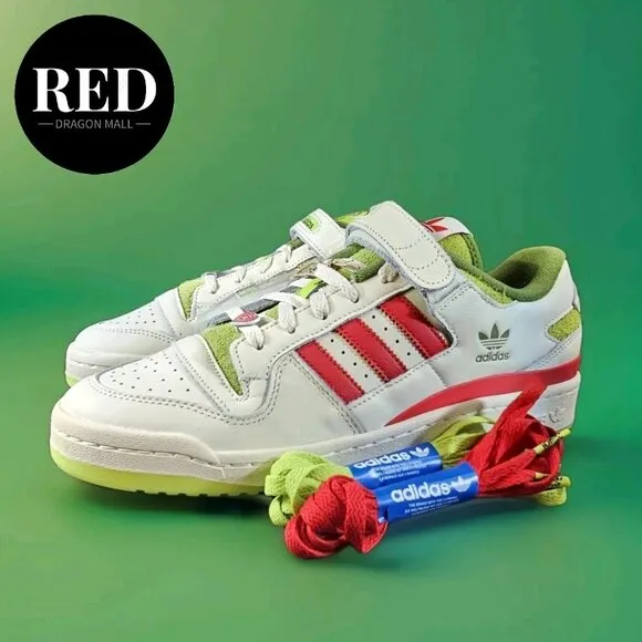 Adidas Dr. Seuss x Forum Low The Grinch Cream White Shoes - Men's Size 10