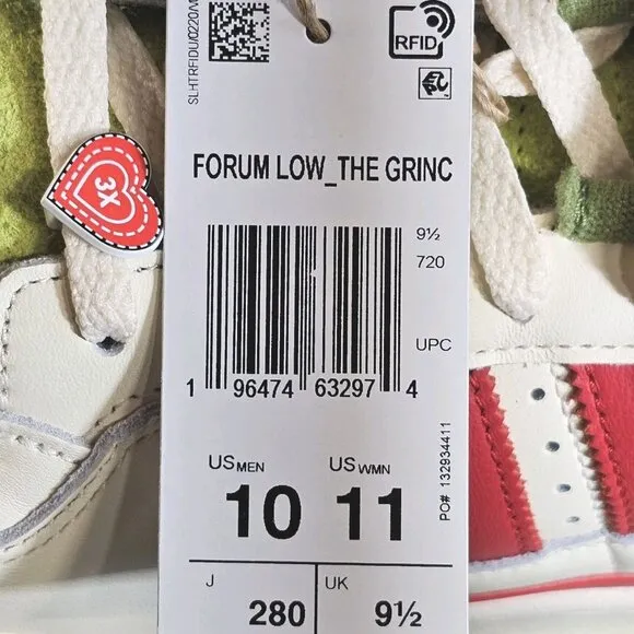 Adidas Dr. Seuss x Forum Low The Grinch Cream White Shoes - Men's Size 10
