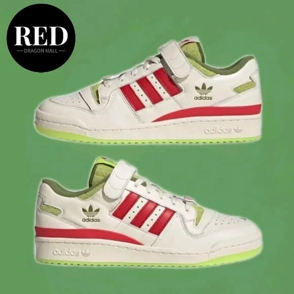 Adidas Dr. Seuss x Forum Low The Grinch Cream White Shoes - Men's Size 10