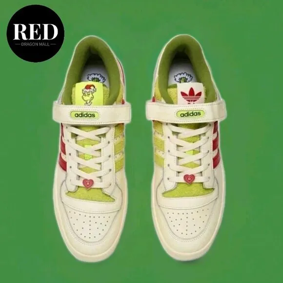 Adidas Dr. Seuss x Forum Low The Grinch Cream White Shoes - Men's Size 10
