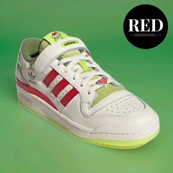Adidas Dr. Seuss x Forum Low The Grinch Cream White Shoes - Men's Size 10