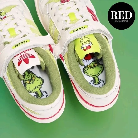 Adidas Dr. Seuss x Forum Low The Grinch Cream White Shoes - Men's Size 10