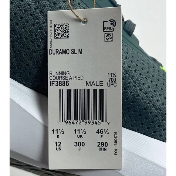 Adidas Duramo SL Mens Size 12 Green White Low Top Running Shoes Sneakers IF3886