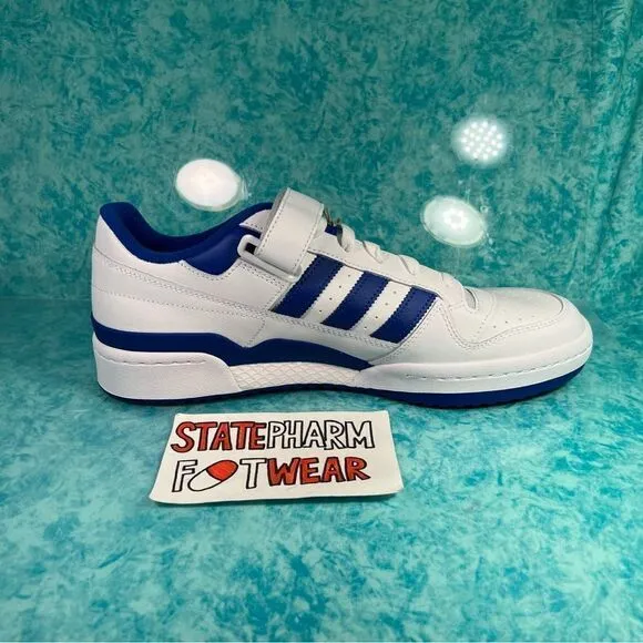Adidas Forum Low White Blue Men's Retro Leather Low Top Shoes Size Sneakers