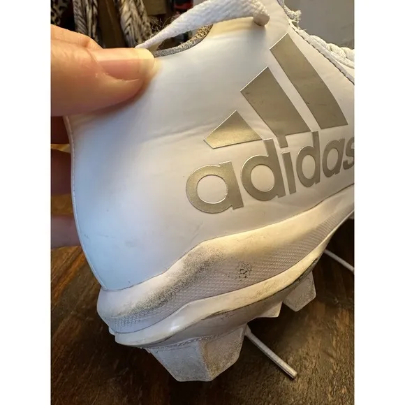 Adidas® Freak MD 20 Football Cleats White &amp; Metallic Silver Size 8.5 FW3576