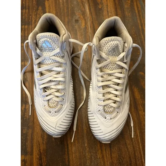Adidas® Freak MD 20 Football Cleats White &amp; Metallic Silver Size 8.5 FW3576