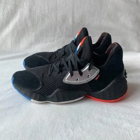 adidas‎ Harden Vol. 4 Mens 7.5 Black Red Blue Basketball Shoes Sneakers Low Top